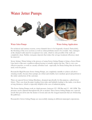 Water Jetter Pumps