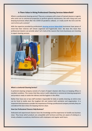 Is There Value in Hiring Professional Cleaning Services Bakersfield