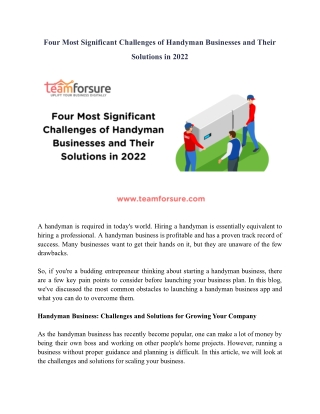 Four Most Significant Challenges of Handyman Businesses and Their Solutions in 2022
