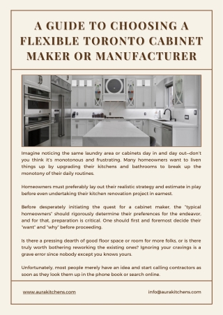 A Guide to Choosing a Flexible Toronto Cabinet Maker or Manufacturer