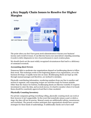 4 Key Supply Chain Issues to Resolve for Higher Margins