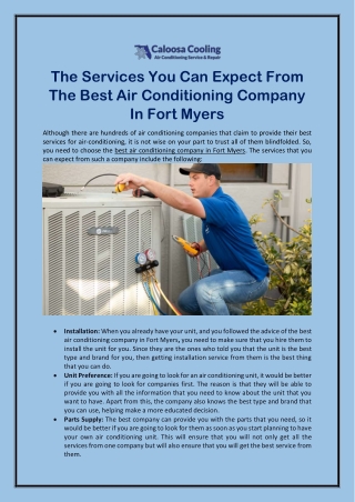 Choose The Best Air Conditioning Company In Fort Myers