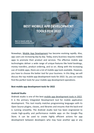 Best mobile app development tools for 2022