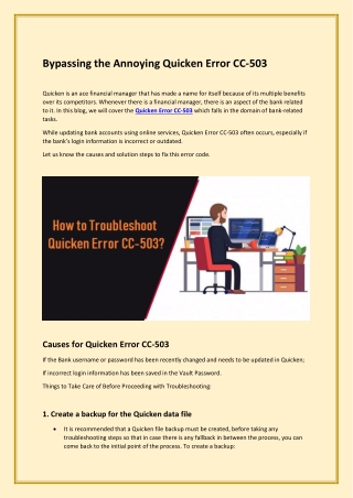 Bypassing the Annoying Quicken Error CC-503