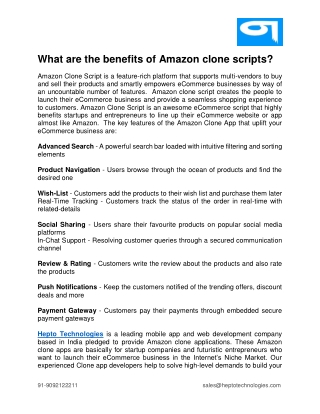 What are the benefits of Amazon clone scripts