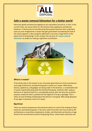 Safe e-waste removal Edmonton for a better world