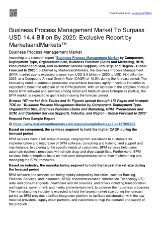 Business Process Management Market worth USD 14.4 billion by 2025 - MnM