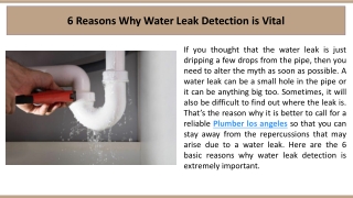 6 Reasons Why Water Leak Detection is Vital