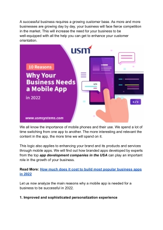 The Top 10 Reasons Your Company Will Need a Mobile App in 2022