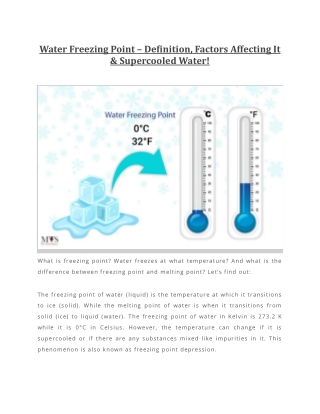 Water Freezing Point – Definition, Factors Affecting It & Supercooled Water!