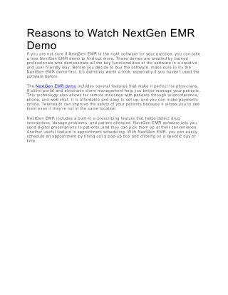 Reasons to Watch NextGen EMR Demo