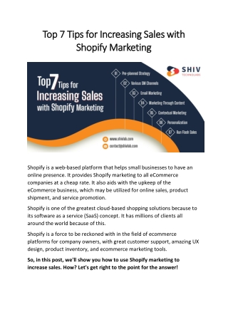 Top 7 Tips for Increasing Sales with Shopify Marketing