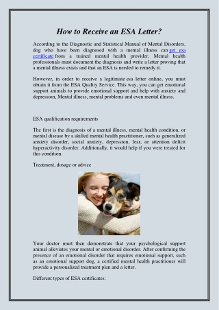 How to Receive an ESA Letter