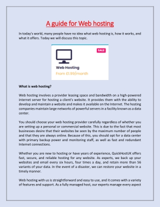 A guide for Web hosting