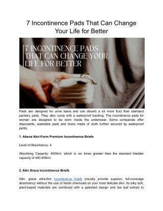 7 Incontinence Pads That Can Change Your Life for Better-1