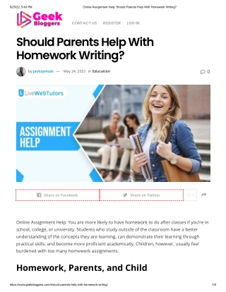 Online Assignment Help- Should Parents Help With Homework Writing