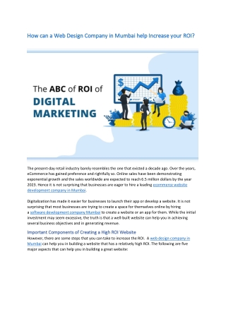 How can a Web Design Company in Mumbai help Increase your ROI