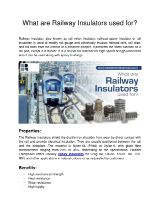 What are Railway Insulators used for?