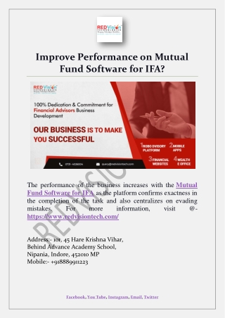 Improve Performance on Mutual Fund Software for IFA