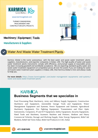 Water And Waste Water Treatment Plants Suppliers In Dubai