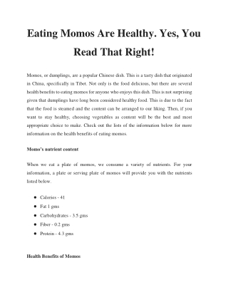 Eating Momos Are Healthy. Yes, You Read That Right!