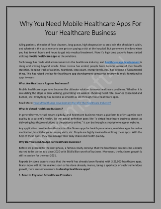 Why You Need Mobile Healthcare Apps For Your Healthcare Business