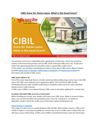 CIBIL Score for Home Loans: What is the Good Score?