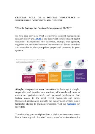 CRUCIAL ROLE TO A DIGITAL WORKPLACE — ENTERPRISE CONTENT MANAGEMENT