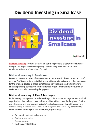 Dividend Investing in Smallcase