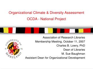 Organizational Climate &amp; Diversity Assessment OCDA - National Project