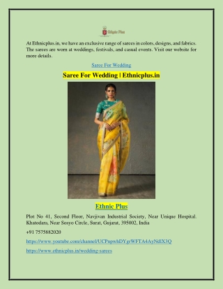 Saree For Wedding | Ethnicplus.in