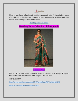 Wedding Saree Collection | Ethnicplus.in