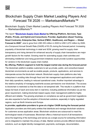 Blockchain Supply Chain Market Leading Players And Forecast Till 2026