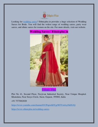 Wedding Sarees | Ethnicplus.in