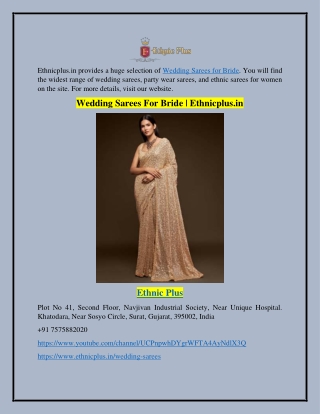 Wedding Sarees For Bride | Ethnicplus.in