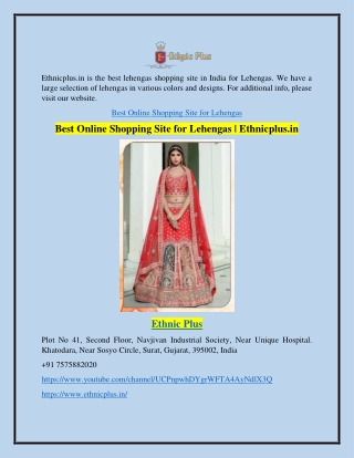 Best Online Shopping Site for Lehengas | Ethnicplus.in