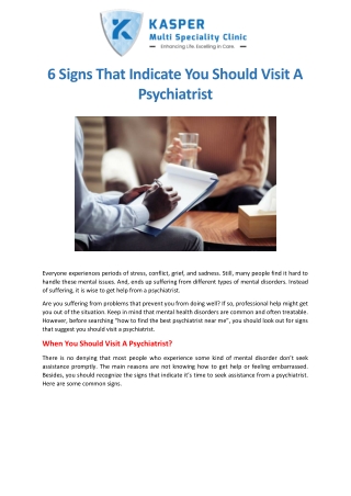 6 Signs That Indicate You Should Visit A Psychiatrist