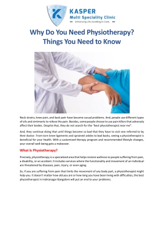 Why Do You Need Physiotherapy Things You Need To Know