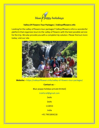 Valley Of Flowers Tour Packages  Valleyofflowers.info