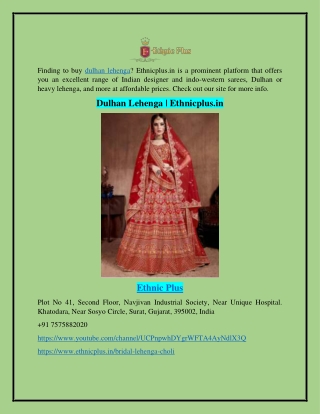 Dulhan Lehenga | Ethnicplus.in