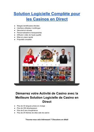 Solution Logicielle Complète pour les Casinos en Direct