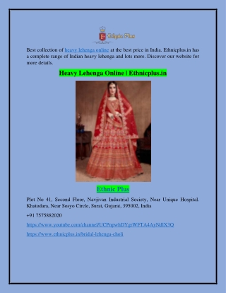 Heavy Lehenga Online | Ethnicplus.in