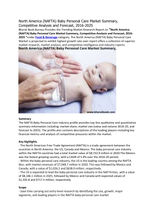 North America (NAFTA) Baby Personal Care Market Summary, Competitive Analysis an