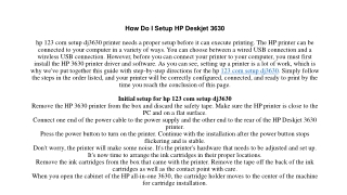 How Do I Setup HP Deskjet 3630 new