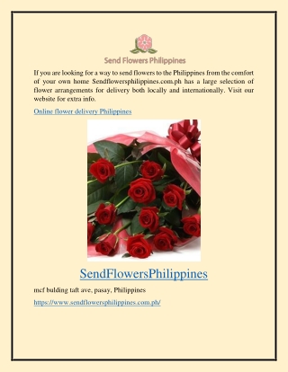 Online Flower Delivery Philippines Sendflowersphilippines.com.ph