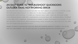 A complete guide to resolve QuickBooks Outlook Email Not Working issue