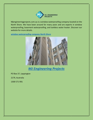 Window Waterproofing Company North Shores  Mjengineeringprojects.com.au