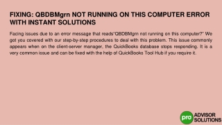 How To Fix QBDBMgrn Is Not Running On This Computer Error Effective Solution