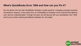 What Is QuickBooks Error 1904 and How Can You Fix It Quickly?