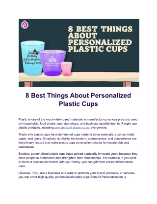 8 Best Things About Personalized Plastic Cups